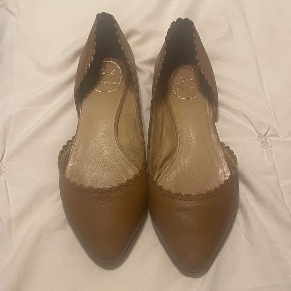 Jack Rogers Tan Scalloped Flats